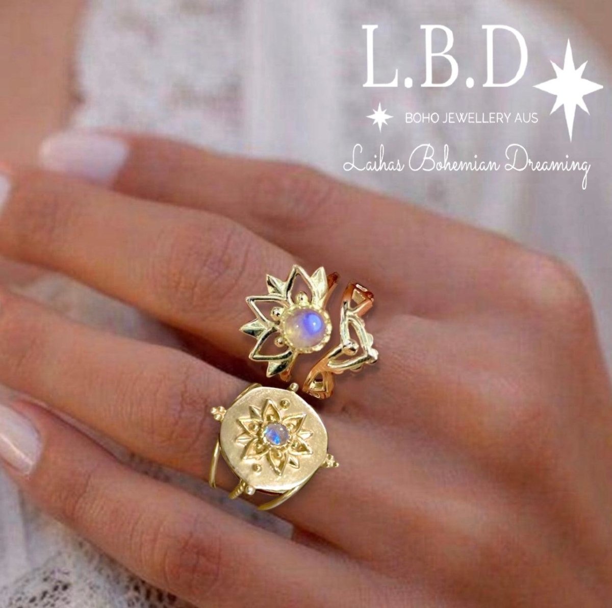 Bohemian Gold Ring Set - Boho Gold Rings at Boho Beach Hut