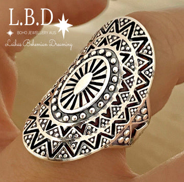 Laihas Tribal Sun Statement Sterling Silver Boho Ring Sterling Silver Ring Laihas Bohemian Dreaming -L.B.D