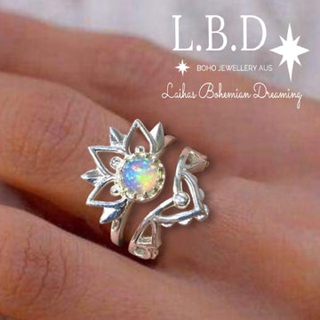 Laihas Inflorescence Boho Opal Ring Set Gemstone Sterling Silver Ring Laihas Bohemian Dreaming -L.B.D