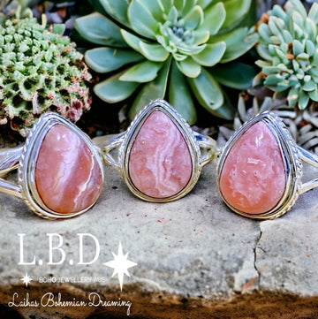 Rhodochrosite Ring -Gemstone Sterling Silver Ring- Laihas Bohemian Dreaming -L.B.D