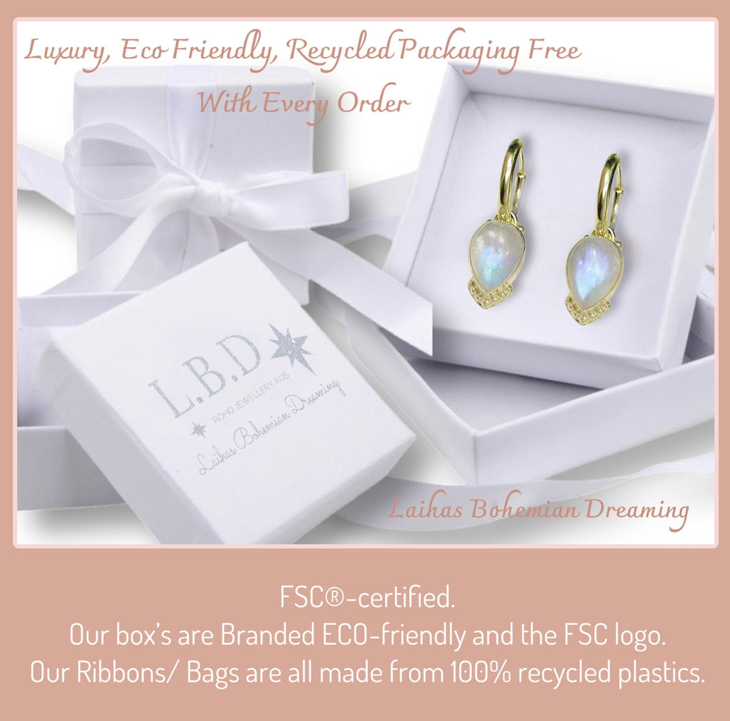 Laihas Classic Drop Button Pearl Hoop Earrings Gemstone Sterling Silver Earrings Laihas Bohemian Dreaming -L.B.D