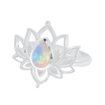 Genuine Opal Ring- Opulent Lotus Flower Ring -LBD Australia