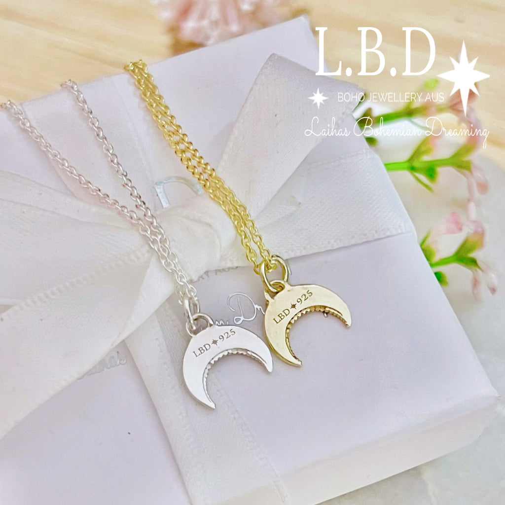 Laihas La Luna Mini Moon Boho Necklace Sterling Silver Necklace Laihas Bohemian Dreaming -L.B.D