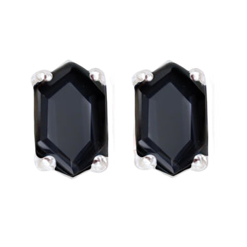 Laihas Hex Crystal Onyx Stud Earrings Gemstone Sterling Silver Earrings Laihas Bohemian Dreaming -L.B.D