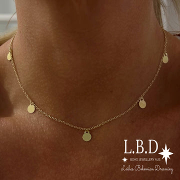 Laihas Gold Round Disk Choker Necklace Gold Necklace Laihas Bohemian Dreaming -L.B.D