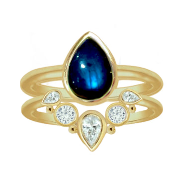 Laihas Queen Of Cups Gold Topaz and Labradorite Ring Set Gold gemstone Ring Laihas Bohemian Dreaming -L.B.D