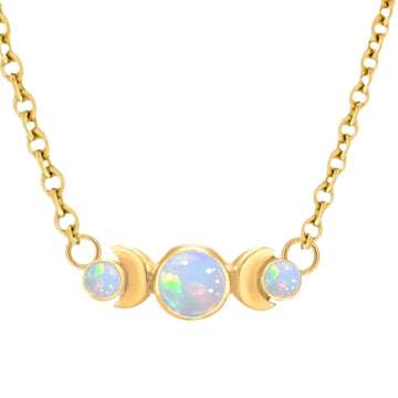 Laihas Moon Tribe Gold Opal Necklace Gold Gemstone Necklace Laihas Bohemian Dreaming -L.B.D