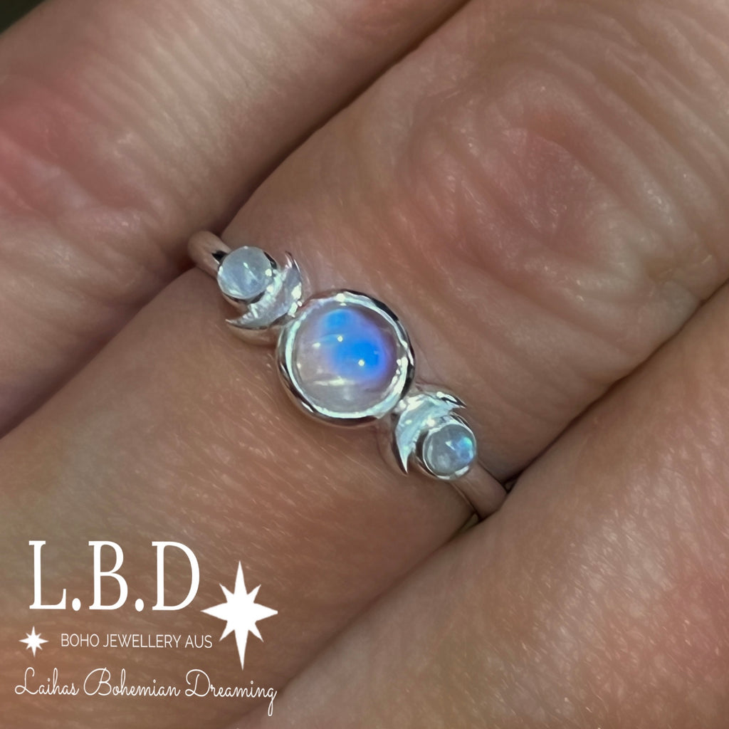 Laihas Moon Tribe Moonstone Ring Gemstone Sterling Silver Ring Laihas Bohemian Dreaming -L.B.D