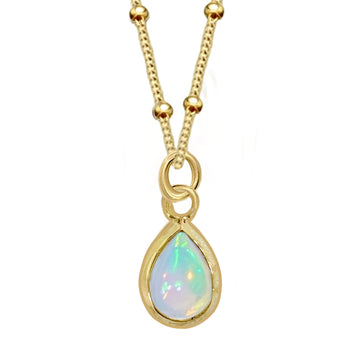 Laihas Classic Chic Raindrop Gold Opal Necklace Gold Gemstone Necklace Laihas Bohemian Dreaming -L.B.D