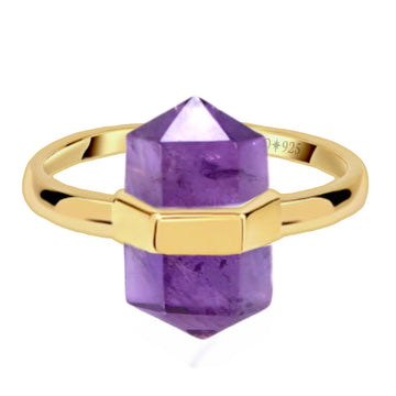 Laihas Gold Crystal Kindness Amethyst Ring Gemstone Gold Ring Laihas Bohemian Dreaming -L.B.D