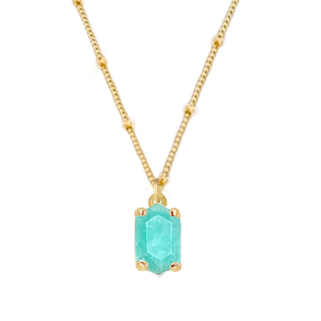 Laihas Mini Hex Crystal Gold Amazonite Necklace Gold Gemstone Necklace Laihas Bohemian Dreaming -L.B.D