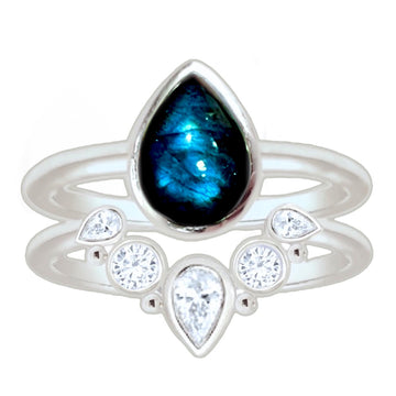 Laihas Queen Of Cups Topaz and Labradorite Ring Set Gemstone Sterling Silver Ring Laihas Bohemian Dreaming -L.B.D