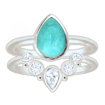 Laihas Queen Of Cups Topaz and Amazonite Ring Set Gemstone Sterling Silver Ring Laihas Bohemian Dreaming -L.B.D