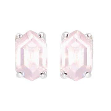 Laihas Hex Crystal Rose Quartz Stud Earrings Gemstone Sterling Silver Earrings Laihas Bohemian Dreaming -L.B.D