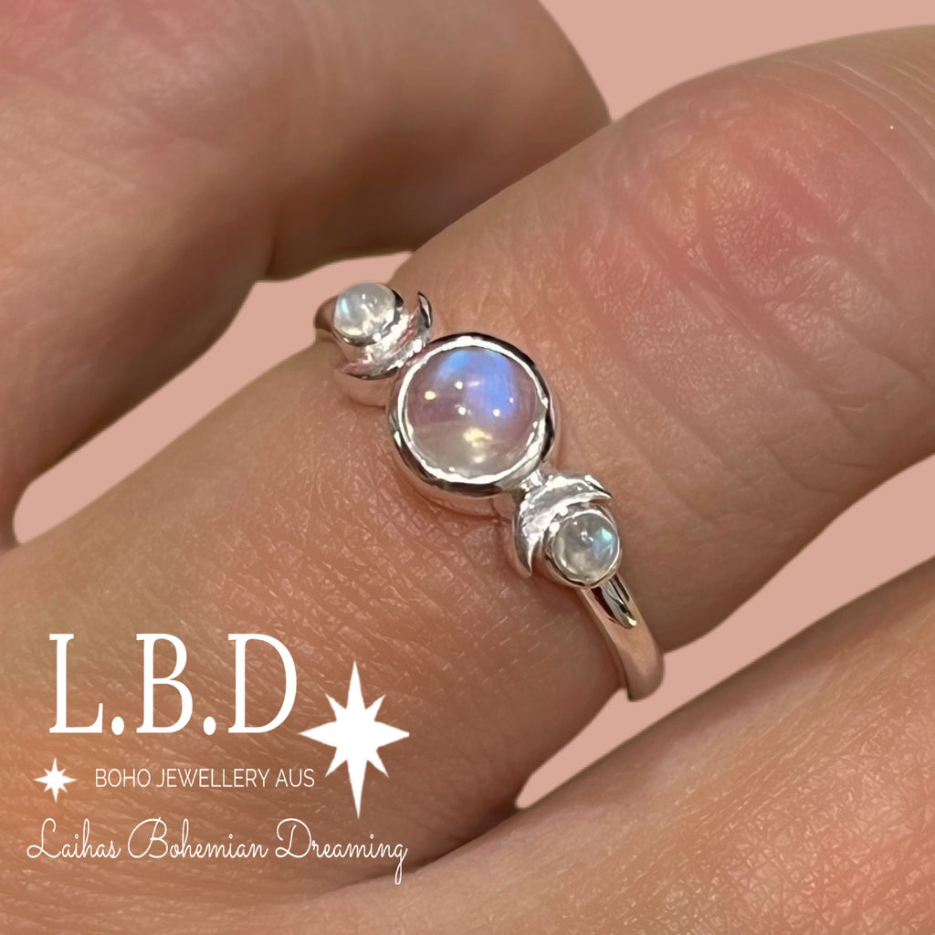 Laihas Moon Tribe Moonstone Ring Gemstone Sterling Silver Ring Laihas Bohemian Dreaming -L.B.D