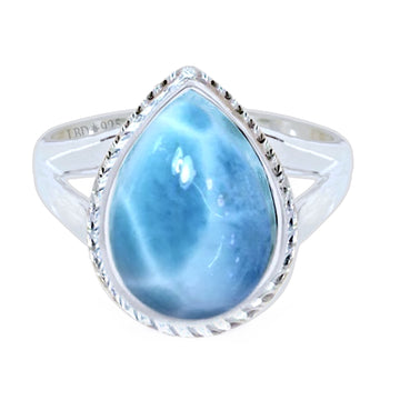 Larimar Ring- Laihas Twisted Raindrop Gemstone Sterling Silver Ring Laihas Bohemian Dreaming -L.B.D