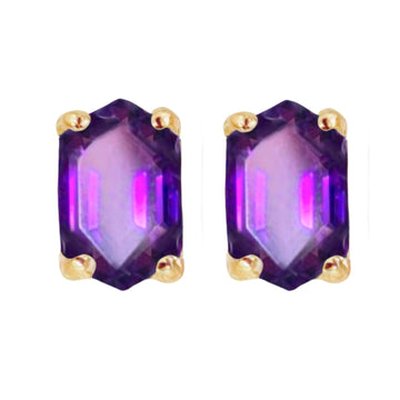 Laihas Hex Crystal Gold Amethyst Stud Earrings Gold Gemstone earrings Laihas Bohemian Dreaming -L.B.D