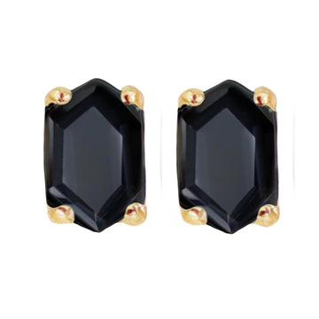 Laihas Hex Crystal Gold Onyx Stud Earrings Gold Gemstone earrings Laihas Bohemian Dreaming -L.B.D