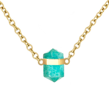 Laihas Crystal Kindness Gold Amazonite Necklace Gold Gemstone Necklace Laihas Bohemian Dreaming -L.B.D