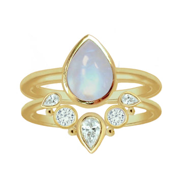 Laihas Queen Of Cups Gold Topaz and Moonstone Ring Set Gold gemstone Ring Laihas Bohemian Dreaming -L.B.D