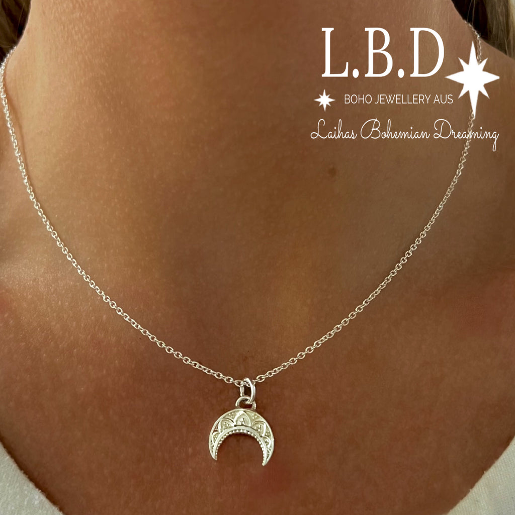 Laihas La Luna Mini Moon Boho Necklace Sterling Silver Necklace Laihas Bohemian Dreaming -L.B.D