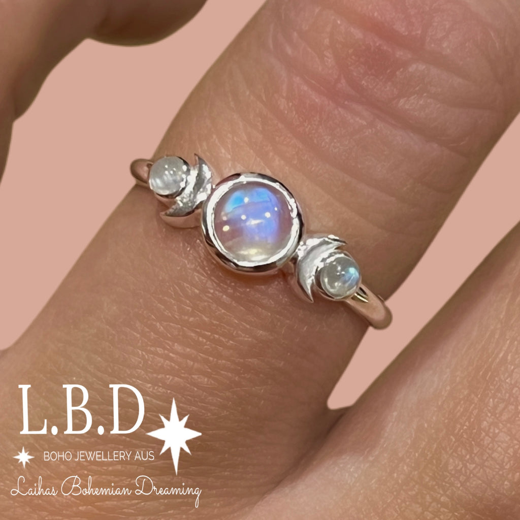 Laihas Moon Tribe Moonstone Ring Gemstone Sterling Silver Ring Laihas Bohemian Dreaming -L.B.D