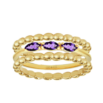 Laihas Three Of Cups Gold Amethyst Ring Set Gold gemstone Ring Laihas Bohemian Dreaming -L.B.D