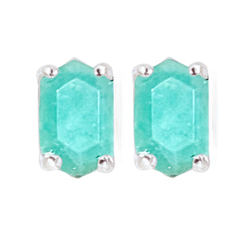 Laihas Hex Crystal Amazonite Stud Earrings Gemstone Sterling Silver Earrings Laihas Bohemian Dreaming -L.B.D