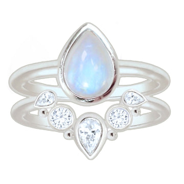 Laihas Queen Of Cups Topaz and Moonstone Ring Set Gemstone Sterling Silver Ring Laihas Bohemian Dreaming -L.B.D