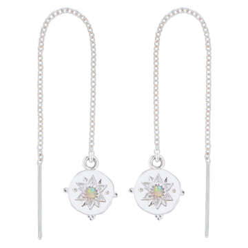 Intricate Vera May Threader Style Opal Earrings Gemstone Sterling Silver Earrings Laihas Bohemian Dreaming -L.B.D