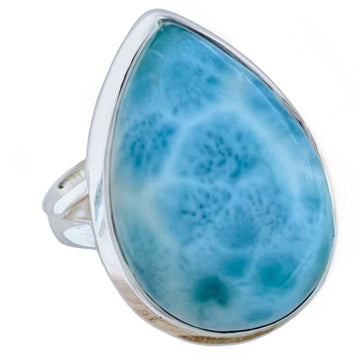 Larimar Ring- Laihas XLARGE Classic Boho Raindrop Gemstone Sterling Silver Ring Laihas Bohemian Dreaming -L.B.D