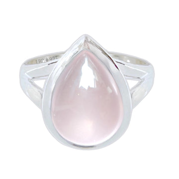 Laihas Classic Chic Raindrop Rose Quartz Ring Gemstone Sterling Silver Ring Laihas Bohemian Dreaming -L.B.D