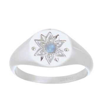 Intricate Vera May Sterling Silver Signet Ring- Moonstone Ring -LBD Australia