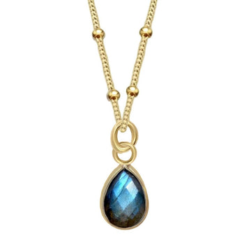 Laiha Bell Mini Droplet Gold Labradorite Necklace -LBD Australia