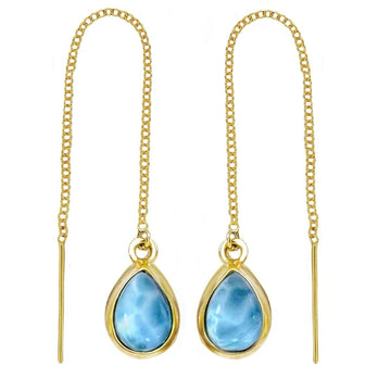 Laihas Classic Chic Gold Larimar Threader Earrings -LBD Australia