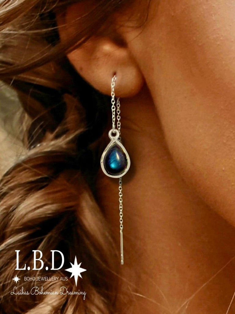 Laihas Classic Chic Labradorite Threader Earrings -LBD Australia