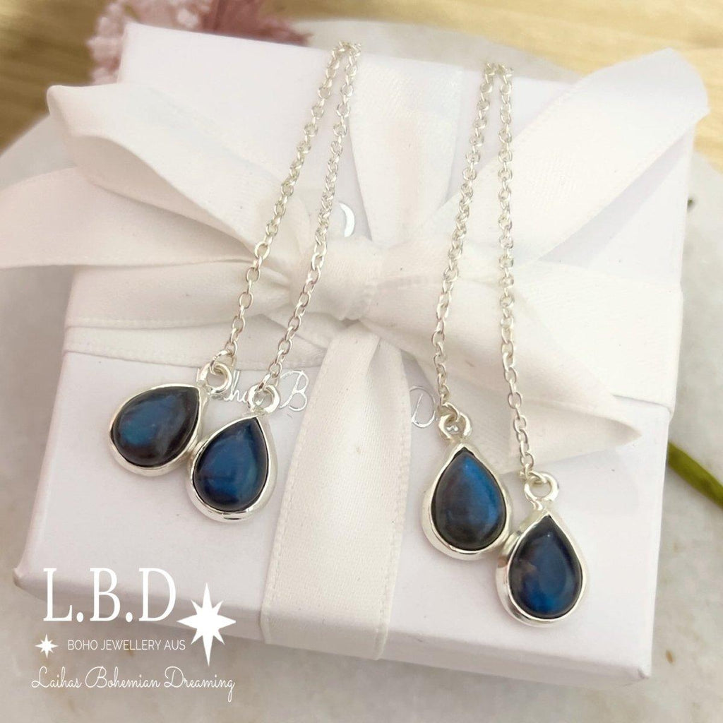 Laihas Classic Chic Labradorite Threader Earrings -LBD Australia