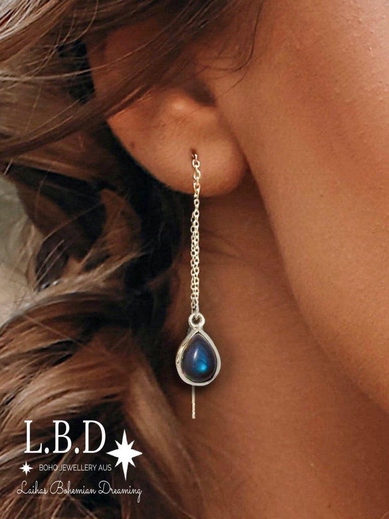 Laihas Classic Chic Labradorite Threader Earrings -LBD Australia