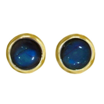 Laihas Classic Chic Round Gold Labradorite Stud Earrings -LBD Australia