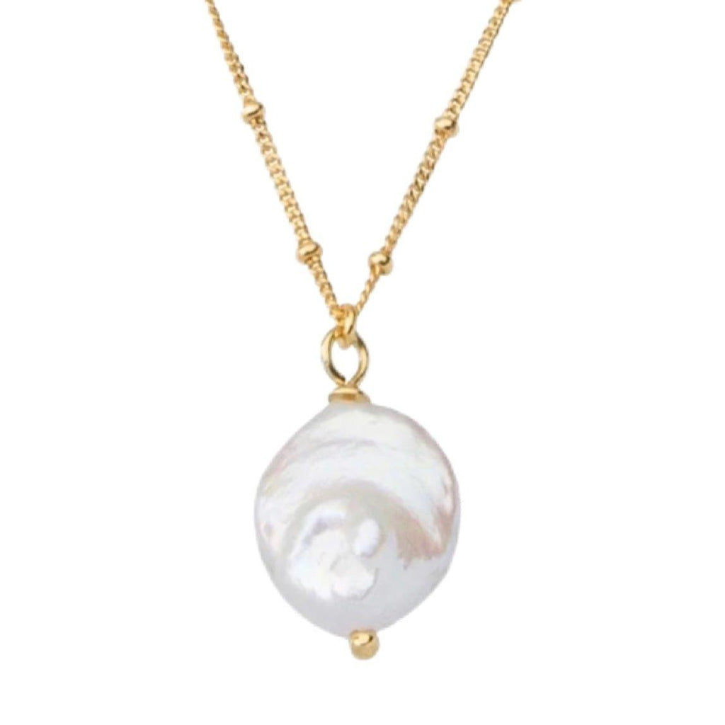 Laihas Classic Gold Button Pearl Necklace