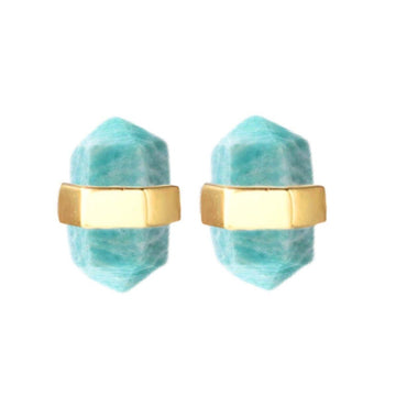 Laihas Crystal Kindness Gold Amazonite Stud Earrings