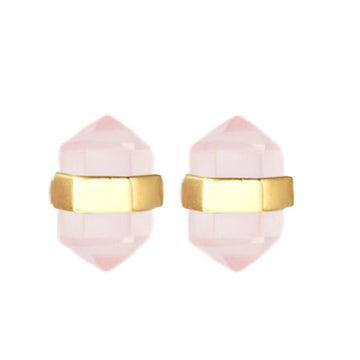 Laihas Crystal Kindness Gold Rose Quartz Stud Earrings