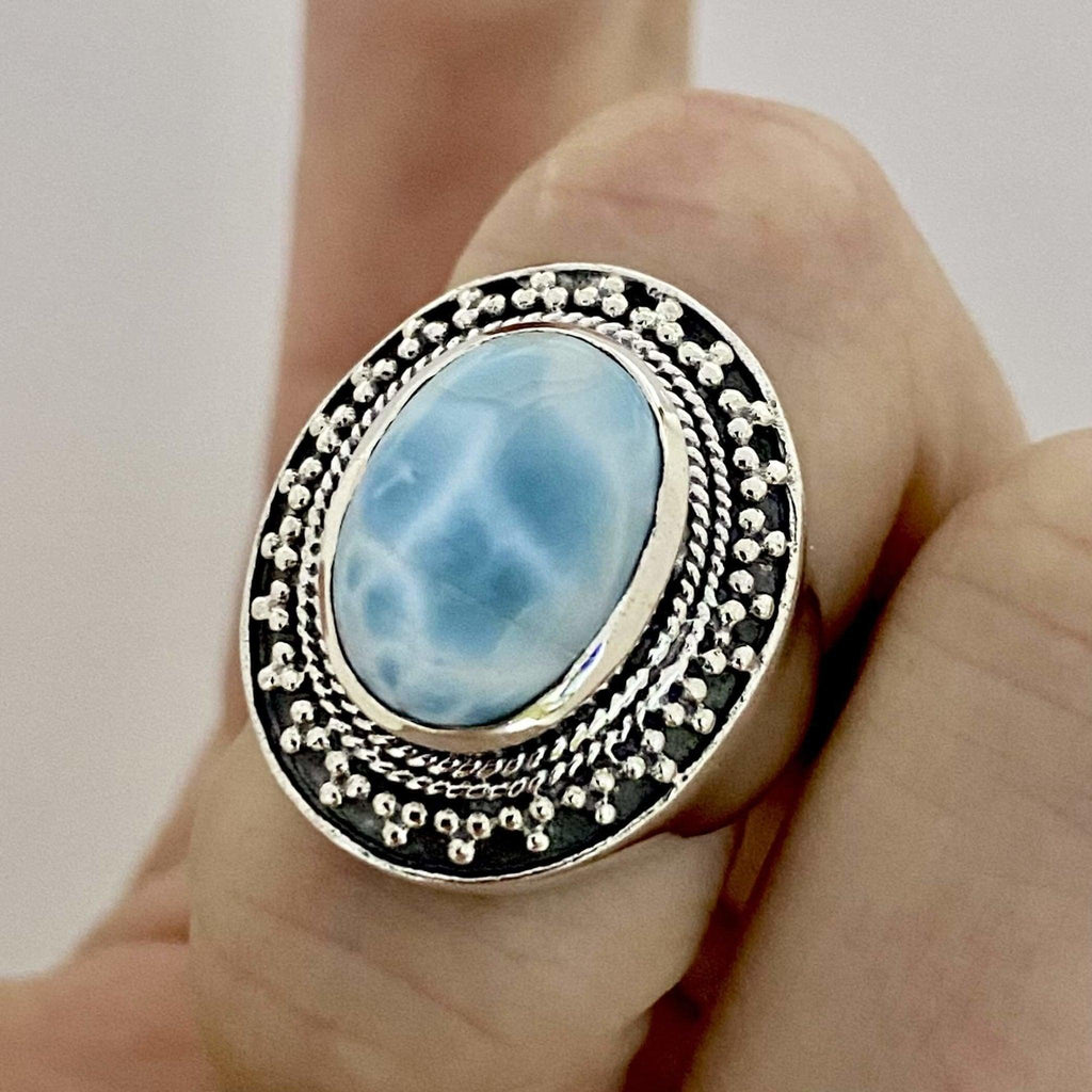 Laihas Dolphin Sunrise Statement Larimar Ring -LBD Australia