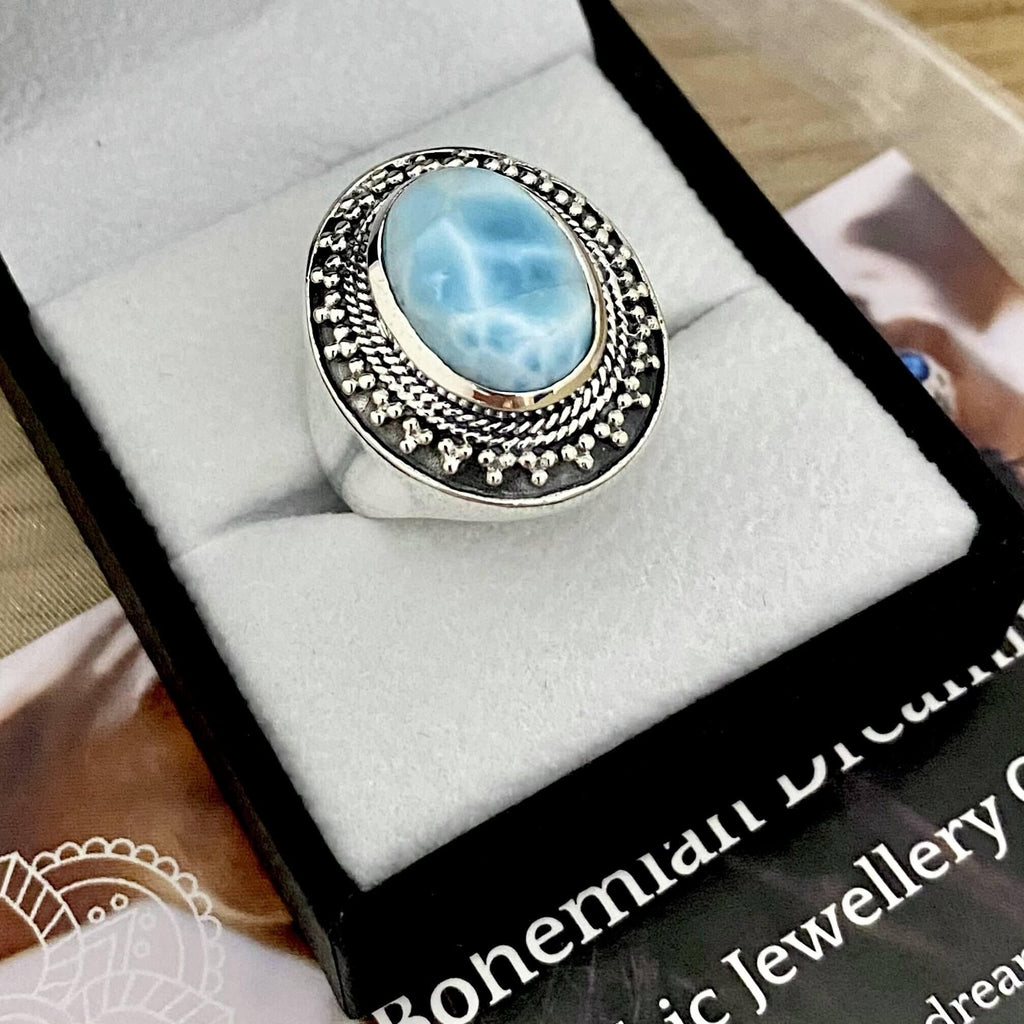 Laihas Dolphin Sunrise Statement Larimar Ring -LBD Australia