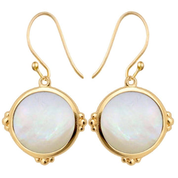 Laihas Enchanted Gold Mother Of Pearl Earrings- Gold Vermeil