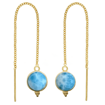 Laihas Free Spirit Gold Larimar Threader Earrings