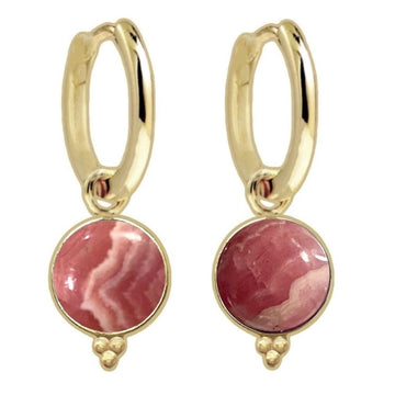 Laihas Free Spirit Gold Rhodochrosite Hoop Earrings