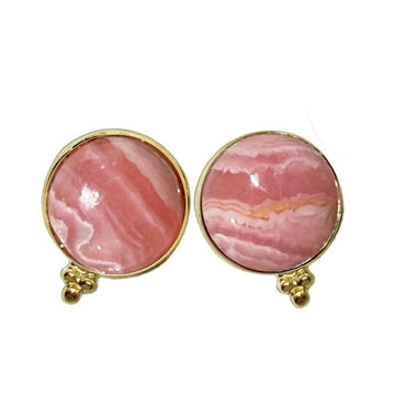 Laihas Free Spitit Gold Rhodochrosite Stud Earrings