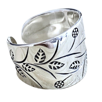 Laihas Garden Of Spring Cuff Sterling Silver Boho Ring -LBD Australia