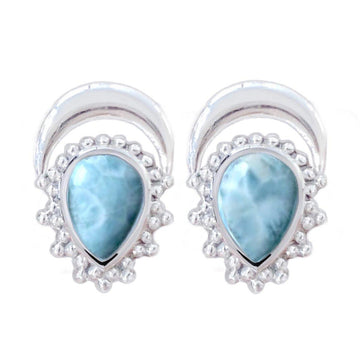 Laihas Handcrafted Boho Moon Larimar Stud Earrings